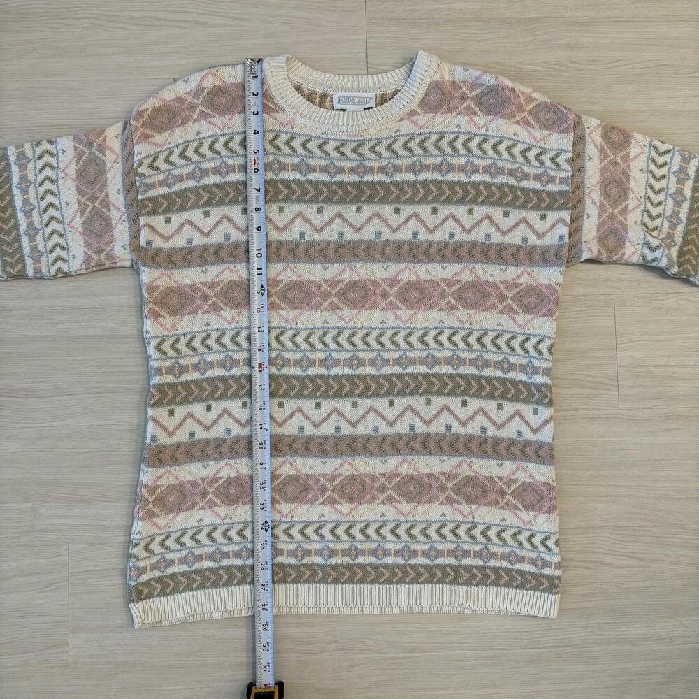 VTG Lands End Holiday Sweater 100% Cotton Grandma Core Size Medium Old Money - Picture 6 of 7